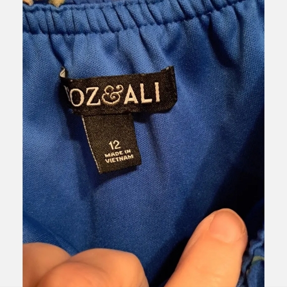 Beautiful Dainty Off Shoulder Floral Roz And Ali Dress Blue Size 12. - Picture 2 of 6